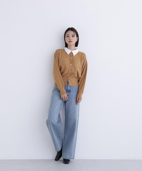 NATURAL BEAUTY BASIC（ナチュラルビューティーベーシック）の「◇ 【Oggi掲載】2wayカラーニットジャケット（カーディガン/ボレロ・レディース・ネイビー/ライトグリーン/キャメル/オフホワイト/グレー・FREE）」の7枚目の写真