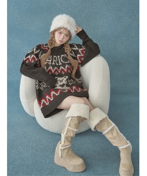 Darich（ダーリッチ）の「ノルディックベアニットプルオーバー（ニット/セーター・レディース・ネイビー/ベージュ/チャコールグレー・FREE）」の21枚目の写真