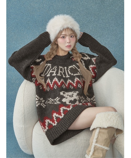 Darich（ダーリッチ）の「ノルディックベアニットプルオーバー（ニット/セーター・レディース・ネイビー/ベージュ/チャコールグレー・FREE）」の22枚目の写真