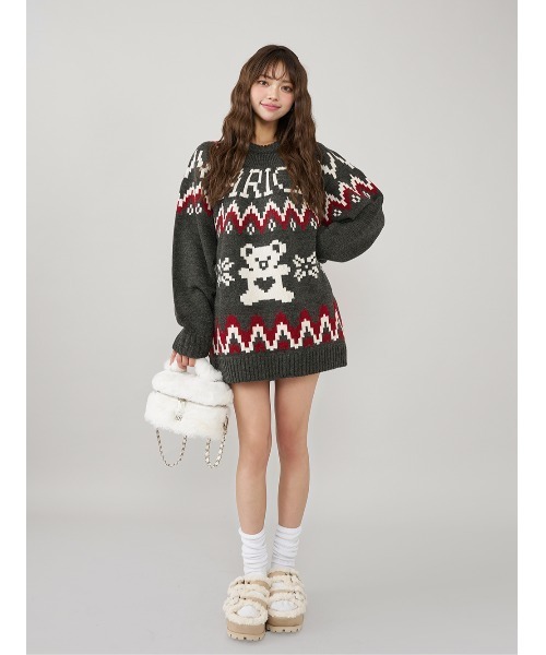 ダーリッチ ノルディックベアニットプルオーバー BEG ダーリッチ Darich ノルディックベアニットプルオーバー （ネイビー