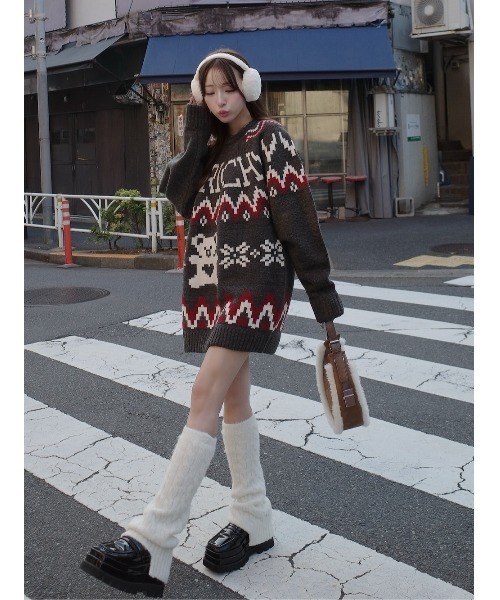 Darich（ダーリッチ）の「ノルディックベアニットプルオーバー（ニット/セーター・レディース・ネイビー/ベージュ/チャコールグレー・FREE）」の5枚目の写真