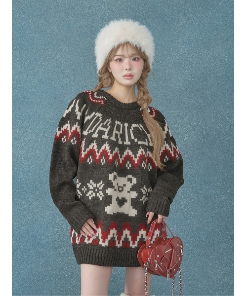 Darich（ダーリッチ）の「ノルディックベアニットプルオーバー（ニット/セーター・レディース・ネイビー/ベージュ/チャコールグレー・FREE）」の8枚目の写真