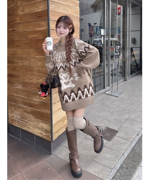 Darich（ダーリッチ）の「ノルディックベアニットプルオーバー（ニット/セーター・レディース・ネイビー/ベージュ/チャコールグレー・FREE）」の9枚目の写真