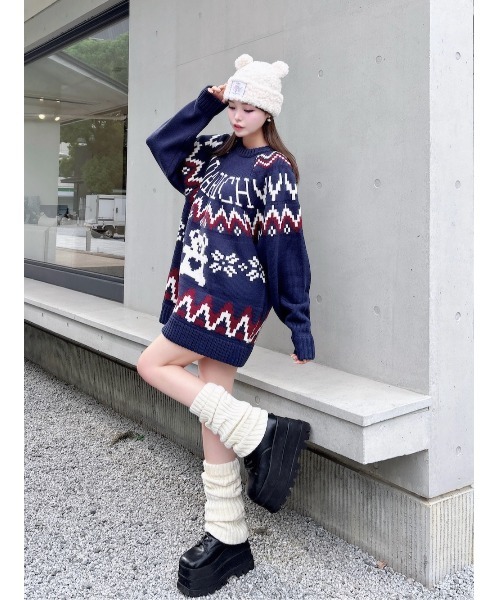 Darich（ダーリッチ）の「ノルディックベアニットプルオーバー（ニット/セーター・レディース・ネイビー/ベージュ/チャコールグレー・FREE）」の11枚目の写真