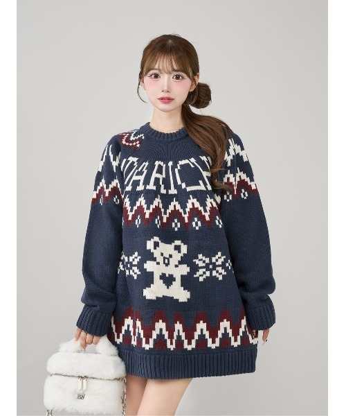 Darich（ダーリッチ）の「ノルディックベアニットプルオーバー（ニット/セーター・レディース・ネイビー/ベージュ/チャコールグレー・FREE）」の10枚目の写真