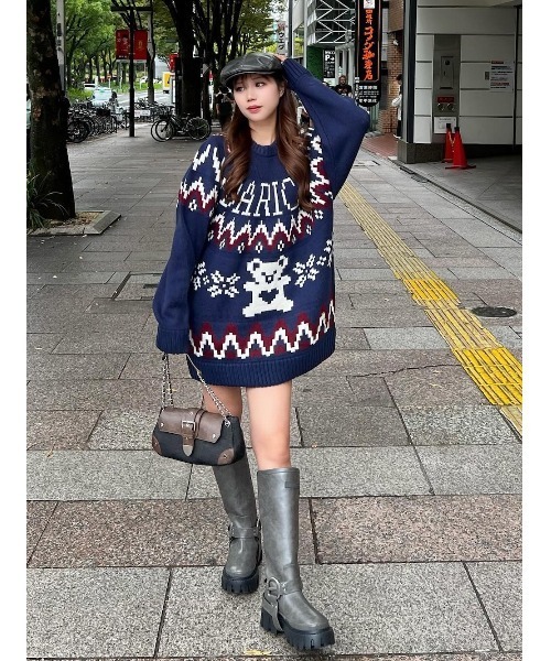 Darich（ダーリッチ）の「ノルディックベアニットプルオーバー（ニット/セーター・レディース・ネイビー/ベージュ/チャコールグレー・FREE）」の13枚目の写真