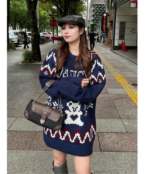 Darich（ダーリッチ）の「ノルディックベアニットプルオーバー（ニット/セーター・レディース・ネイビー/ベージュ/チャコールグレー・FREE）」の12枚目の写真