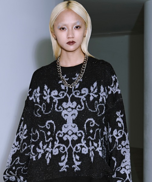 Ellno Loset（エルノロゼット）の「ダマスクガララメニット（ニット/セーター・メンズ・ブルーグレー/グレー/ブラック/パープル・LARGE/MEDIUM/SMALL）」の11枚目の写真