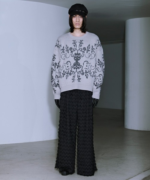 Ellno Loset（エルノロゼット）の「ダマスクガララメニット（ニット/セーター・メンズ・ブルーグレー/グレー/ブラック/パープル・LARGE/MEDIUM/SMALL）」の9枚目の写真