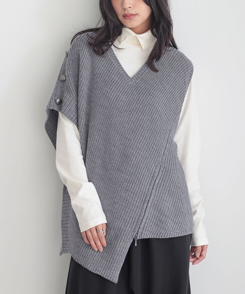 n'OrLABEL(ノアールレーベル)の「『アシメデザインニットベスト』(ニット/セーター・レディース・ブラック/杢グレー・FREE)」の7枚目の写真