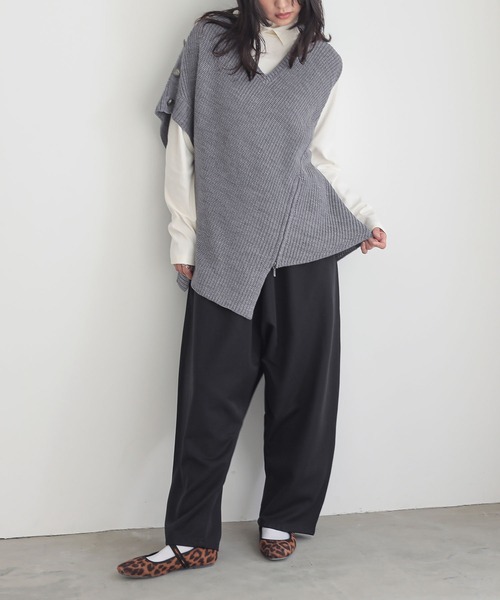n'OrLABEL(ノアールレーベル)の「『アシメデザインニットベスト』(ニット/セーター・レディース・ブラック/杢グレー・FREE)」の14枚目の写真