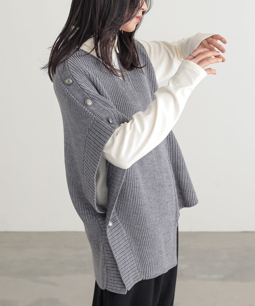 n'OrLABEL(ノアールレーベル)の「『アシメデザインニットベスト』(ニット/セーター・レディース・ブラック/杢グレー・FREE)」の11枚目の写真