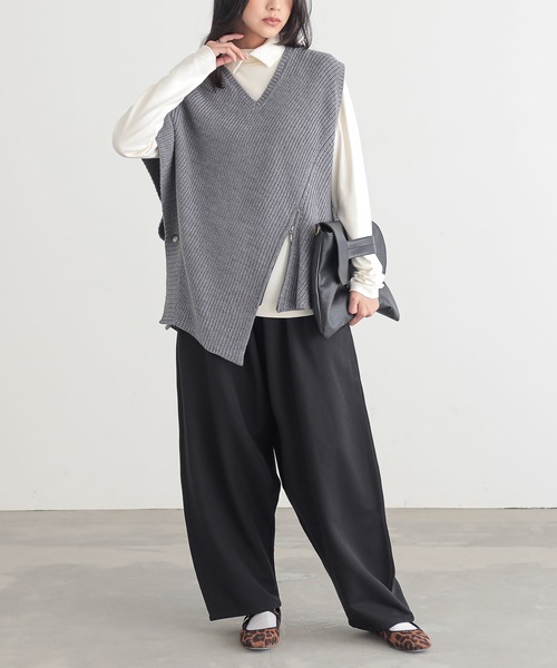 n'OrLABEL(ノアールレーベル)の「『アシメデザインニットベスト』(ニット/セーター・レディース・ブラック/杢グレー・FREE)」の13枚目の写真