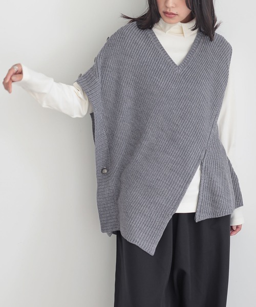 n'OrLABEL(ノアールレーベル)の「『アシメデザインニットベスト』(ニット/セーター・レディース・ブラック/杢グレー・FREE)」の8枚目の写真