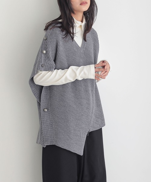 n'OrLABEL(ノアールレーベル)の「『アシメデザインニットベスト』(ニット/セーター・レディース・ブラック/杢グレー・FREE)」の9枚目の写真