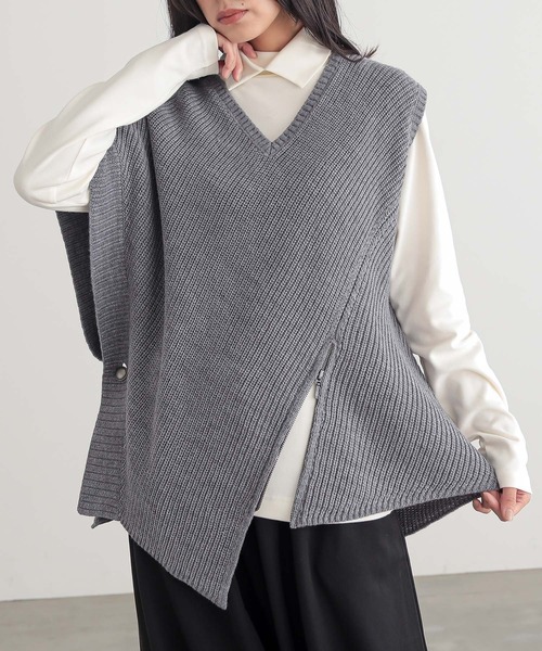 n'OrLABEL(ノアールレーベル)の「『アシメデザインニットベスト』(ニット/セーター・レディース・ブラック/杢グレー・FREE)」の10枚目の写真