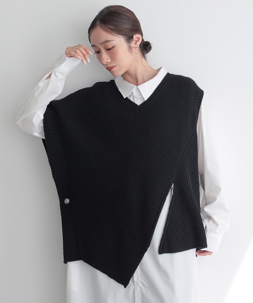 n'OrLABEL(ノアールレーベル)の「『アシメデザインニットベスト』(ニット/セーター・レディース・ブラック/杢グレー・FREE)」の22枚目の写真