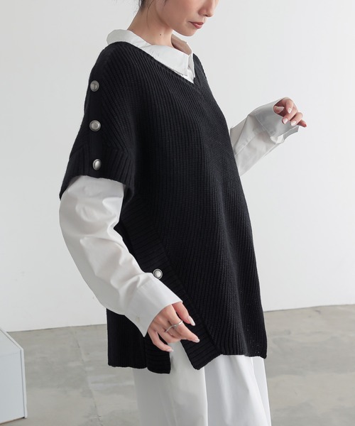 n'OrLABEL(ノアールレーベル)の「『アシメデザインニットベスト』(ニット/セーター・レディース・ブラック/杢グレー・FREE)」の21枚目の写真