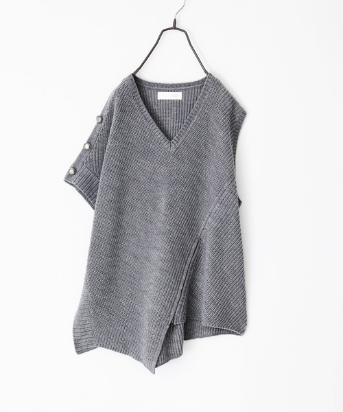 n'OrLABEL(ノアールレーベル)の「『アシメデザインニットベスト』(ニット/セーター・レディース・ブラック/杢グレー・FREE)」の4枚目の写真