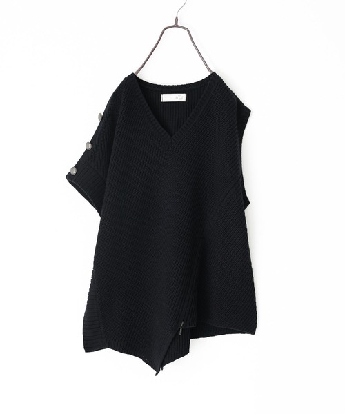 n'OrLABEL(ノアールレーベル)の「『アシメデザインニットベスト』(ニット/セーター・レディース・ブラック/杢グレー・FREE)」の6枚目の写真