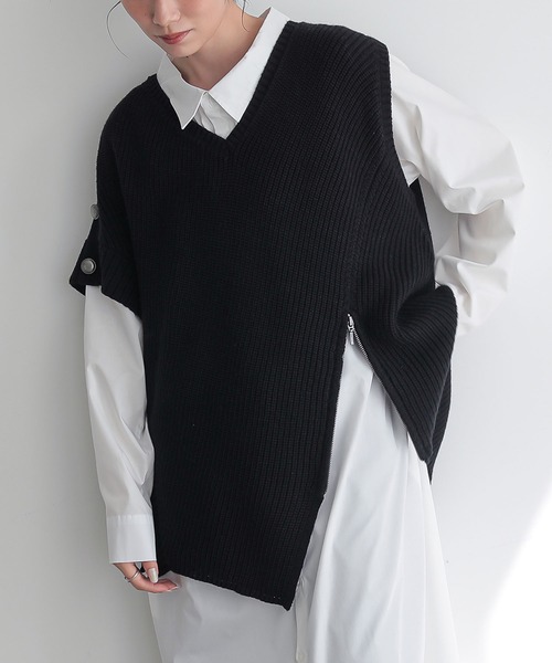 n'OrLABEL(ノアールレーベル)の「『アシメデザインニットベスト』(ニット/セーター・レディース・ブラック/杢グレー・FREE)」の20枚目の写真
