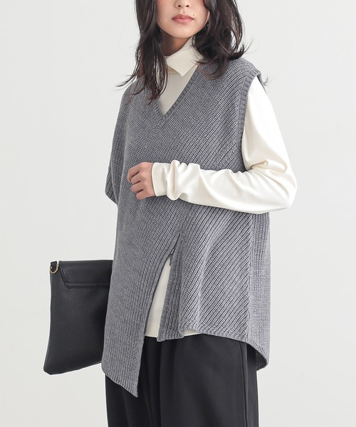 n'OrLABEL(ノアールレーベル)の「『アシメデザインニットベスト』(ニット/セーター・レディース・ブラック/杢グレー・FREE)」の3枚目の写真
