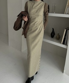 petite high neck no sleeve hem button OP（ワンピース）｜WILLFULLY