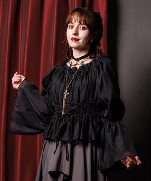 axes femme(アクシーズファム)の「オフショルオーガンジープルオーバー(Tシャツ/カットソー・レディース・グレー/パープル/ブラック・FREE)」の2枚目の写真