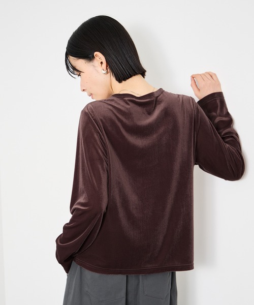 Mac-House（マックハウス）の「Idnes ベロアカーデ（カーディガン/ボレロ・レディース・ボルドー/ブラウン/ベージュ・M）」の5枚目の写真