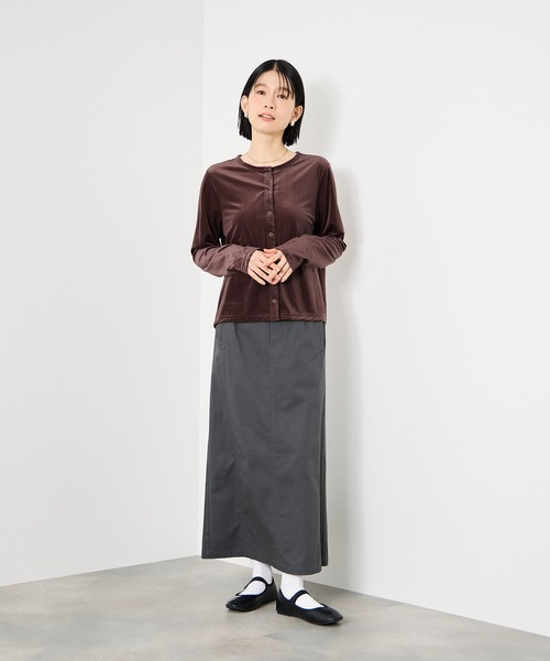 Mac-House（マックハウス）の「Idnes ベロアカーデ（カーディガン/ボレロ・レディース・ボルドー/ブラウン/ベージュ・M）」の6枚目の写真