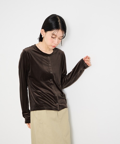 Mac-House（マックハウス）の「Idnes ベロアカーデ（カーディガン/ボレロ・レディース・ボルドー/ブラウン/ベージュ・M）」の11枚目の写真