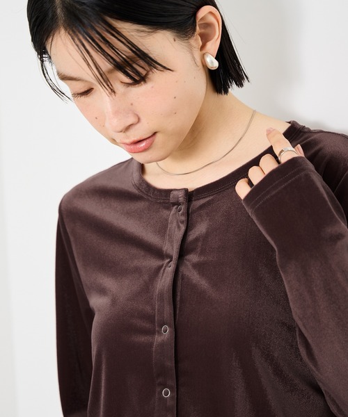 Mac-House（マックハウス）の「Idnes ベロアカーデ（カーディガン/ボレロ・レディース・ボルドー/ブラウン/ベージュ・M）」の22枚目の写真