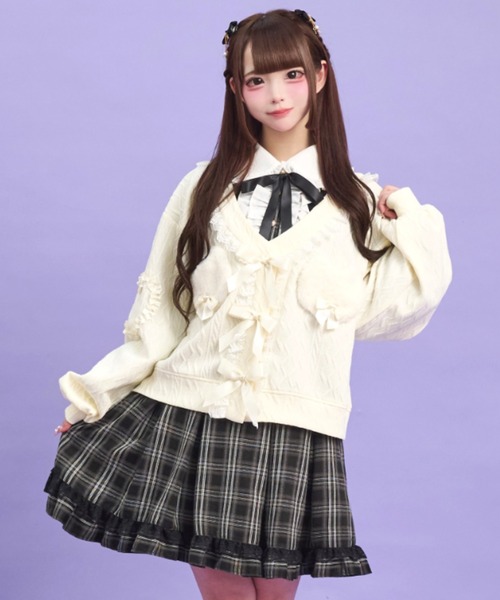 Secret Honey(シークレットハニー)の「ネコファーポケットカーディガン(カーディガン/ボレロ・レディース・オフホワイト/ブラック/ワインレッド・FREE)」の1枚目の写真