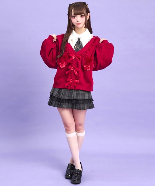Secret Honey(シークレットハニー)の「ネコファーポケットカーディガン(カーディガン/ボレロ・レディース・オフホワイト/ブラック/ワインレッド・FREE)」の6枚目の写真