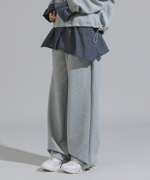 Chick（チック）の「Checkered Shirt Fabric Docking Jersey Set / チェックシャツ生地ドッキング ジャージーセットアップ（セットアップ・レディース・ネイビー/グレー・FREE）」の22枚目の写真