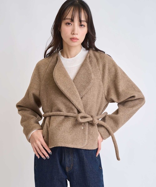NOELA（ノエラ）の「ロープベルトヘリンボーンショートコート（その他アウター・レディース・モカ/グレー・S/M）」の2枚目の写真