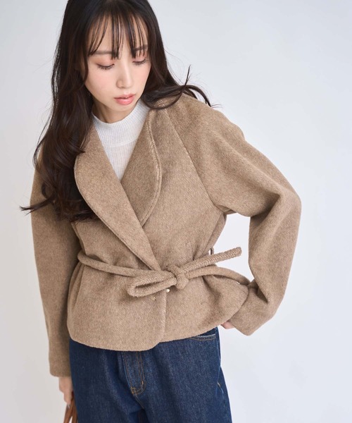 NOELA（ノエラ）の「ロープベルトヘリンボーンショートコート（その他アウター・レディース・モカ/グレー・S/M）」の14枚目の写真