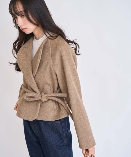 NOELA（ノエラ）の「ロープベルトヘリンボーンショートコート（その他アウター・レディース・モカ/グレー・S/M）」の15枚目の写真
