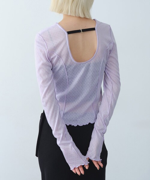 CODE A（コードエー）の「whisper jersey top（Tシャツ/カットソー・レディース・グレー/ホワイト/パープル・00）」の3枚目の写真