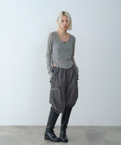 CODE A（コードエー）の「whisper jersey top（Tシャツ/カットソー・レディース・グレー/ホワイト/パープル・00）」の6枚目の写真