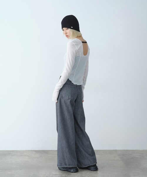 CODE A（コードエー）の「whisper jersey top（Tシャツ/カットソー・レディース・グレー/ホワイト/パープル・00）」の11枚目の写真