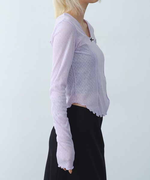 CODE A（コードエー）の「whisper jersey top（Tシャツ/カットソー・レディース・グレー/ホワイト/パープル・00）」の13枚目の写真