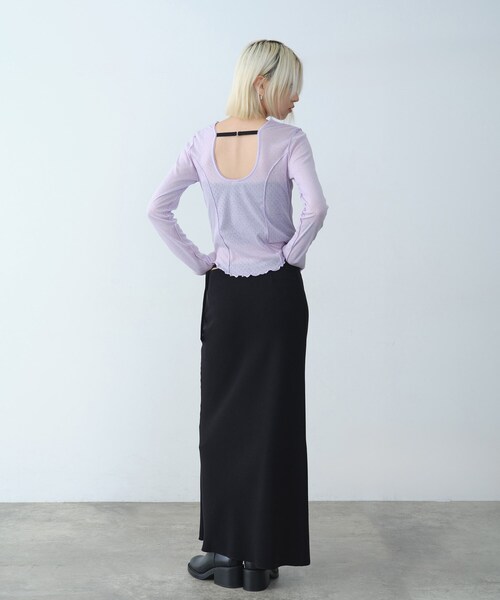CODE A（コードエー）の「whisper jersey top（Tシャツ/カットソー・レディース・グレー/ホワイト/パープル・00）」の15枚目の写真