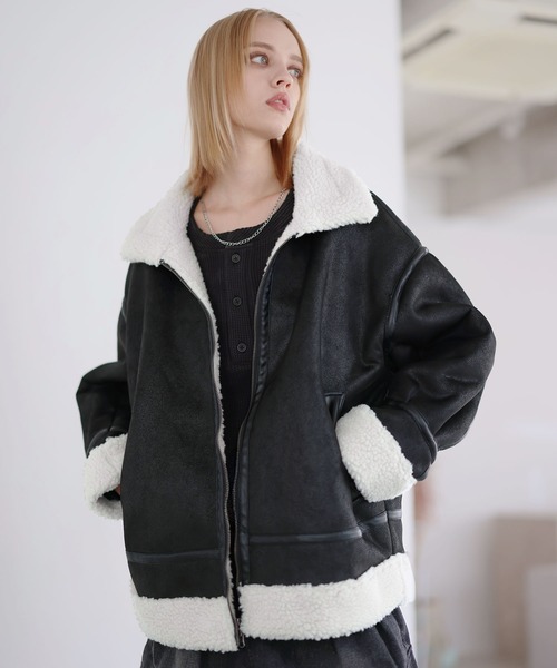 ムートン裏付フリース 閉店セール】ムートン風ボアジャケット メンズ ボアジャケット 防風