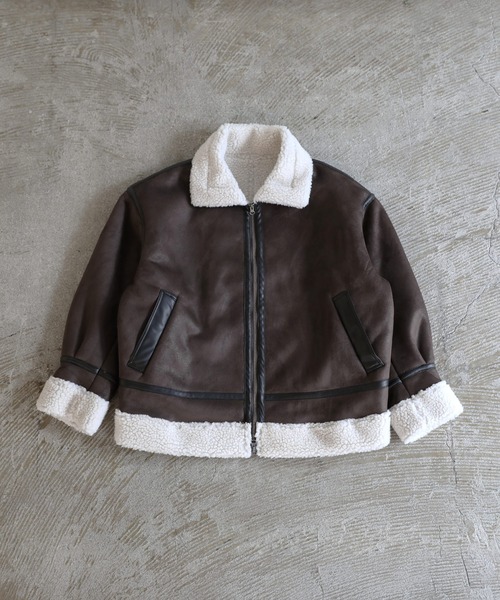 セール】ダブルジップ裏ボアフェイクムートンジャケット（ムートン