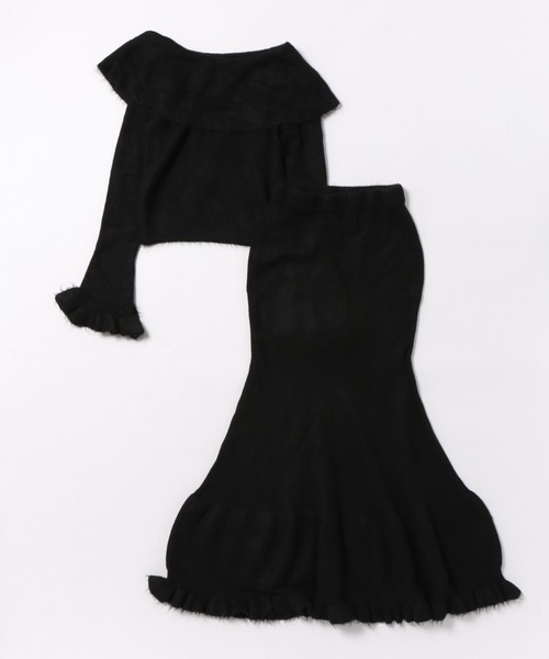 LAULEN(ローレン)の「frill mermaid knit set up /フリルマーメイドニットセットアップ(セットアップ・レディース・チャコールグレー/ブラック/ブラウン/テラコッタ/ベージュ・FREE)」の2枚目の写真