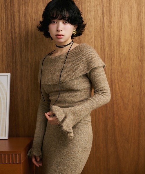 LAULEN(ローレン)の「frill mermaid knit set up /フリルマーメイドニットセットアップ(セットアップ・レディース・チャコールグレー/ブラック/ブラウン/テラコッタ/ベージュ・FREE)」の11枚目の写真