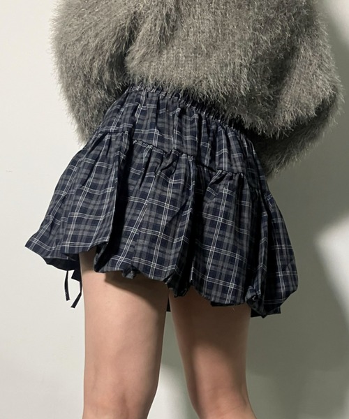 .KOM（ドットコム）の「A'GEM/9 × .kom 『.KOM/ドットケーオーエム』Ribbon Gather Check Mini Skirt／リボンギャザー チェックミニスカート（スカート・レディース・ブラウン/ブラック/ブルー・FREE）」の11枚目の写真