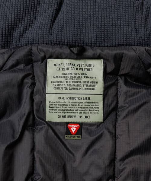 FREAK'S STORE（フリークスストア）の「LEVEL7 HIGH LOFT JACKET PRIMALOFT/プリマロフト ジャケット/レベル７/中綿（ブルゾン・メンズ・チャコールグレー/ブラック/オリーブ・SMALL/MEDIUM/LARGE）」の13枚目の写真
