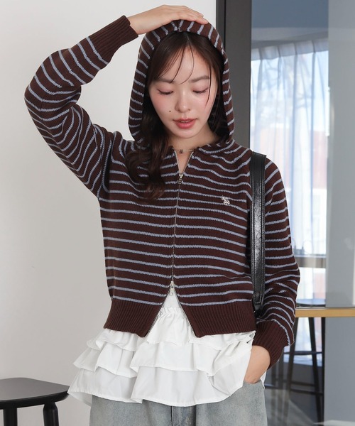 U.S. POLO ASSN.（ユーエスポロアッスン）の「∴WEGO/【SNSで話題沸騰★26春新色登場！】U.S. POLO ASSN.別注 WZIPニットパーカー（パーカー・レディース・ブラウン系その他5/ブラック/アイボリー/グレー/ブルー系その他/ホワイト系その他5・FREE）」の16枚目の写真